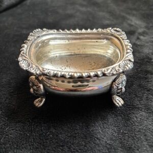 Vintage English silver plated ornate open salt Cellar 1912"s